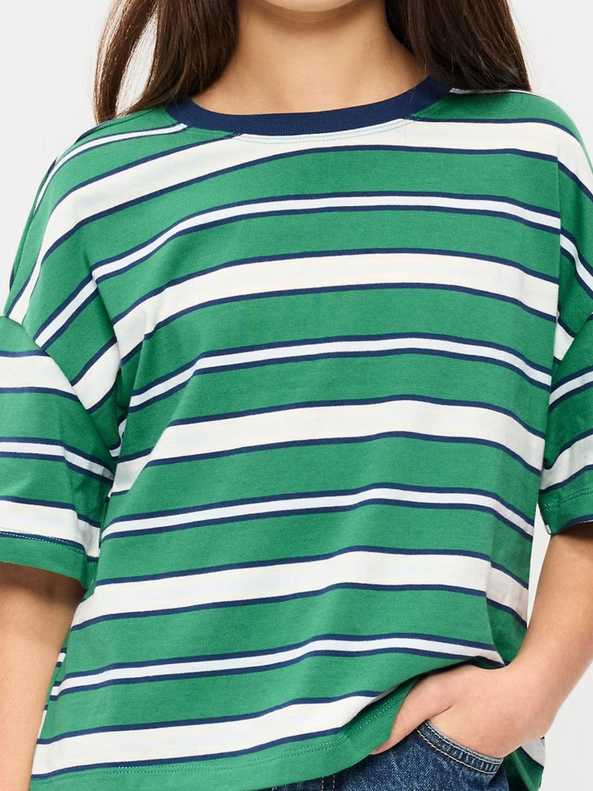 Oversized Short-Sleeve Cropped T-Shirt for Girls
