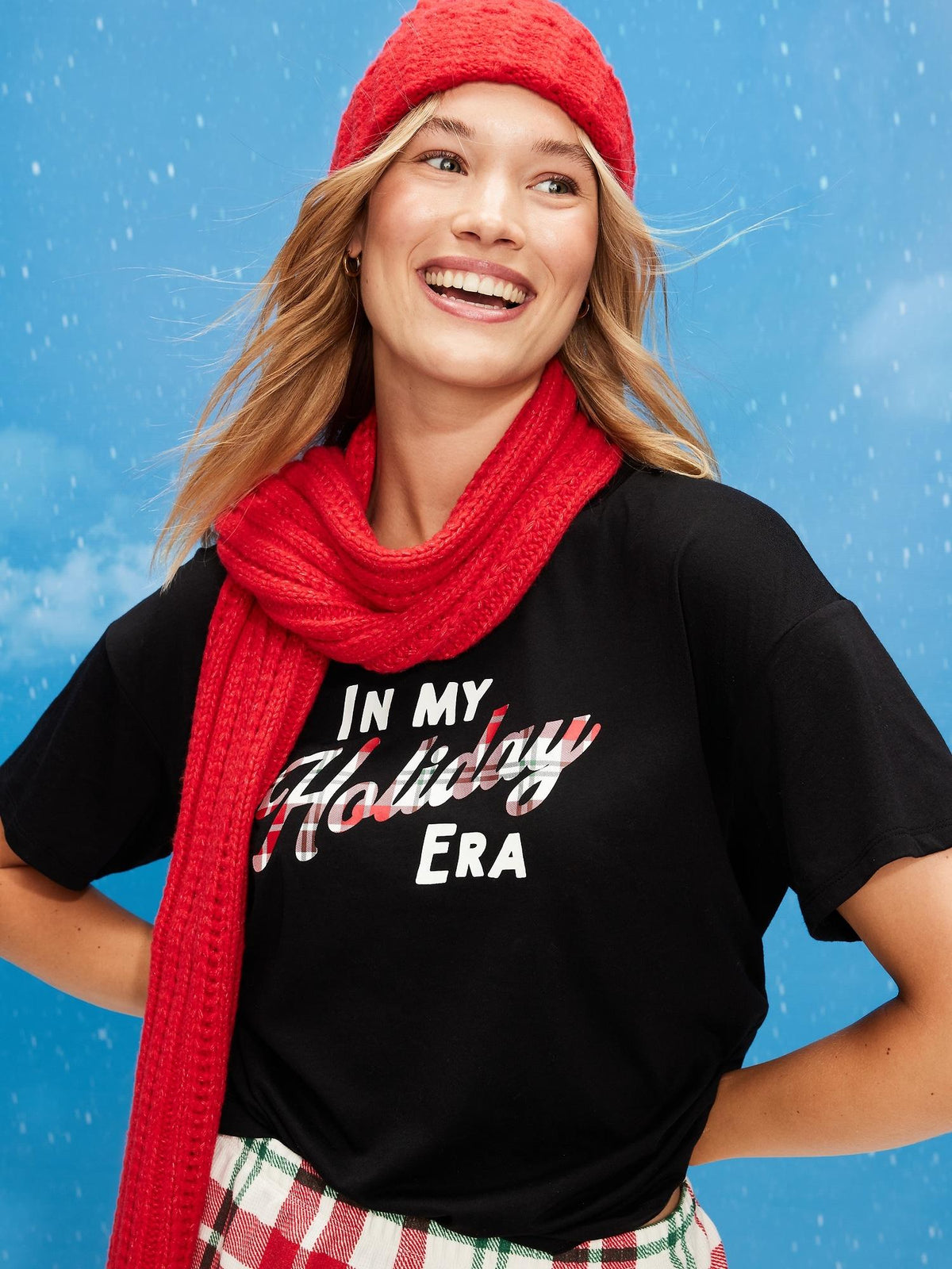 Holiday-Graphic Crew-Neck T-Shirt for Women