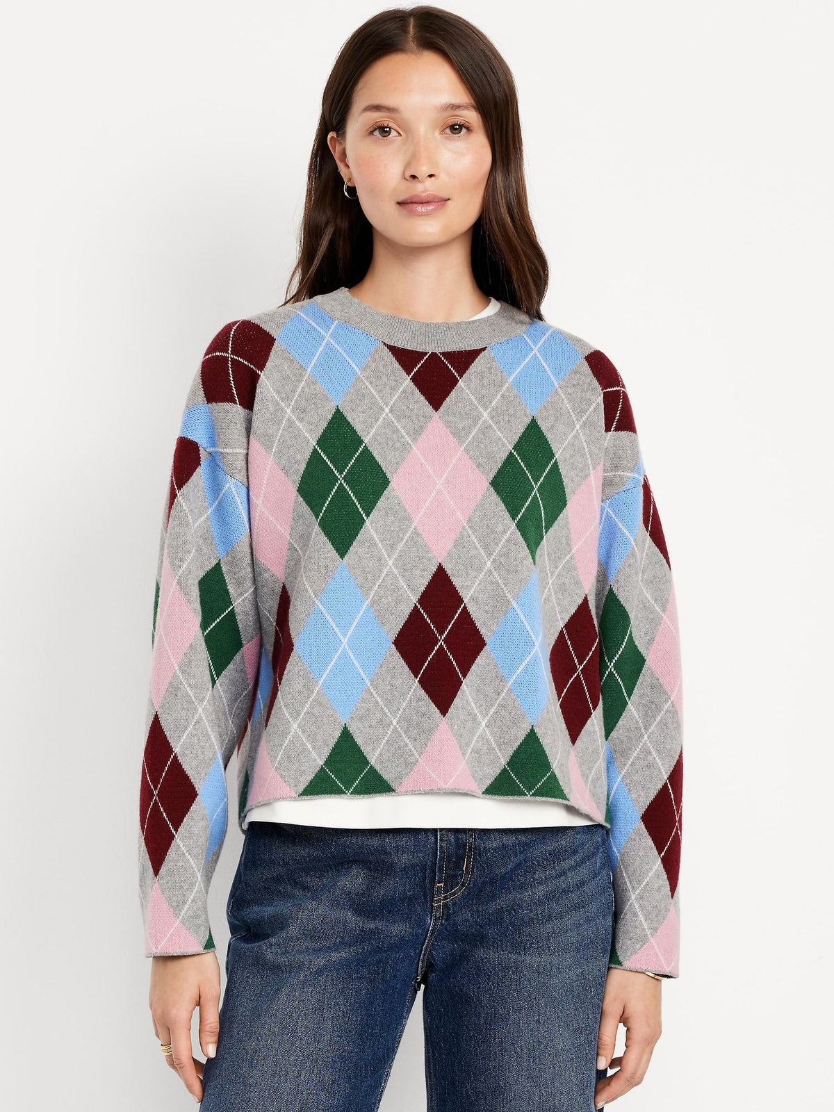 SoSoft Cropped Argyle Sweater