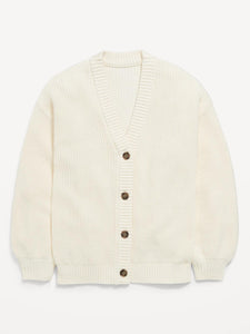 Slouchy Button-Front Cardigan Sweater for Girls
