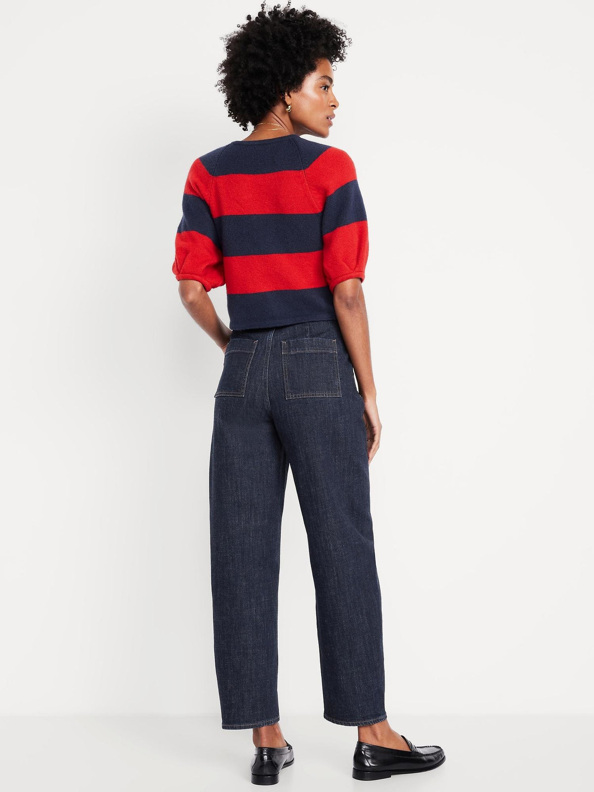 High-Waisted Barrel Ankle Jeans