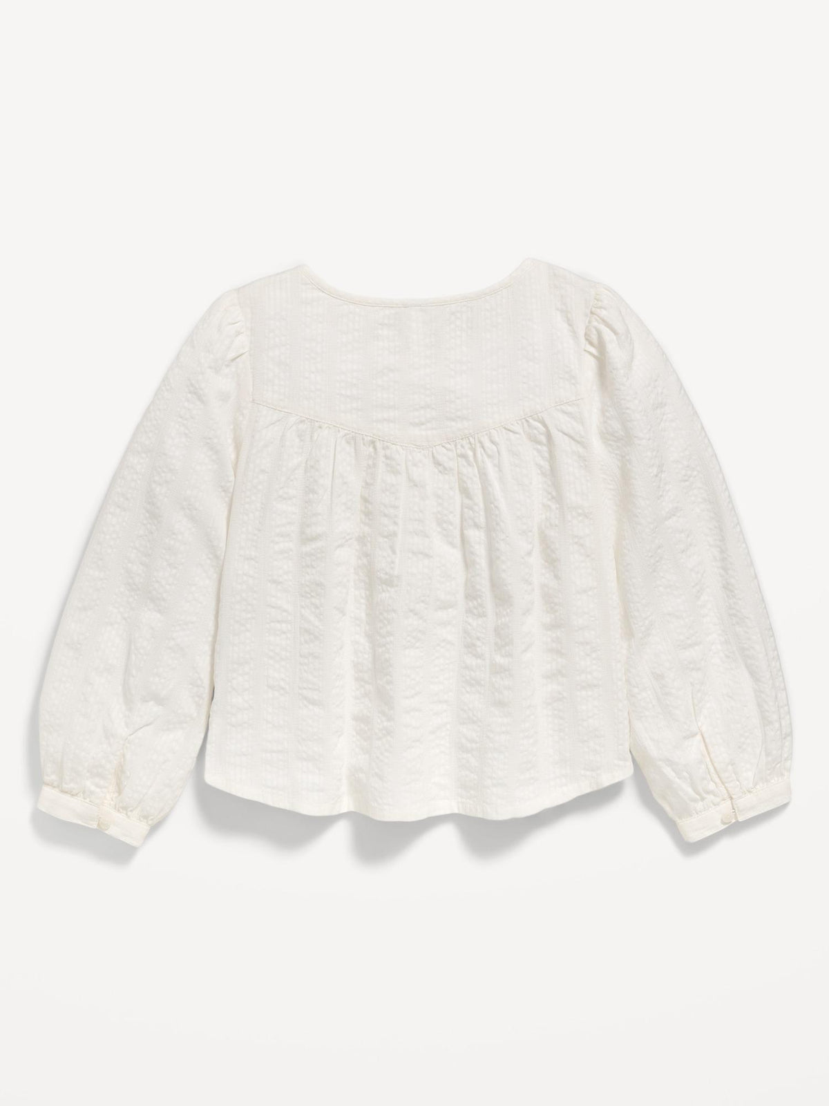 Long-Sleeve Lace Trim Button-Front Top for Girls