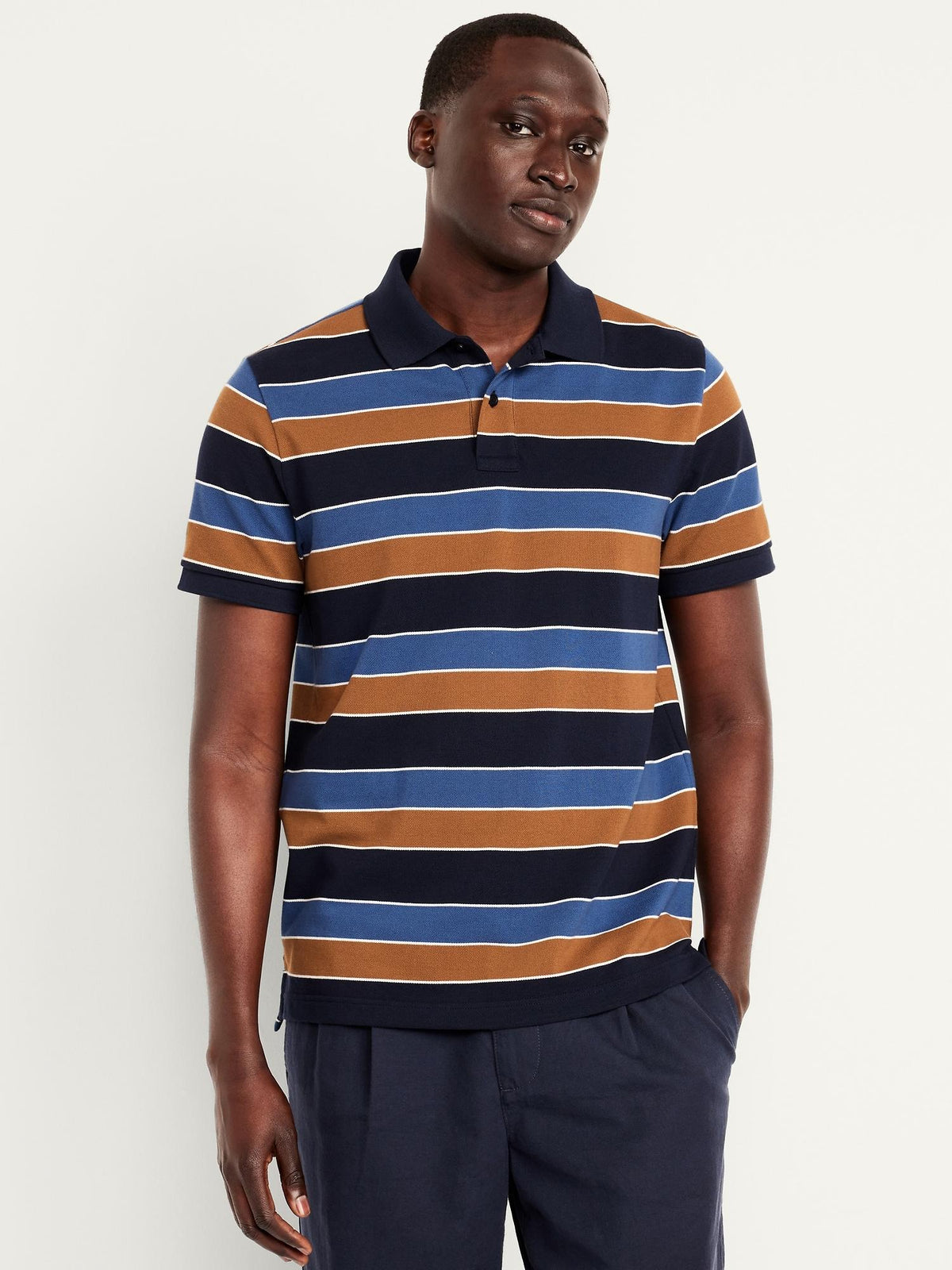 Classic Fit Striped Pique Polo