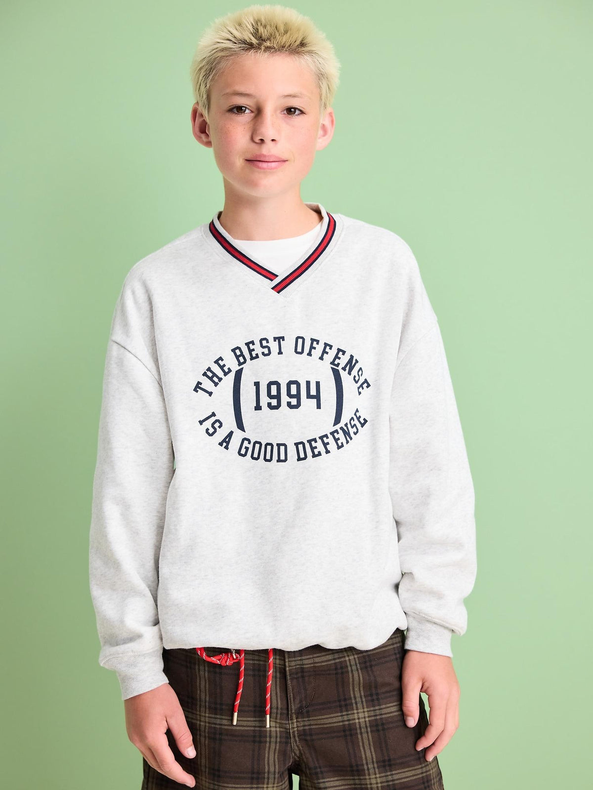 Oversized V-Neck Graphic Sweatshirt for Boys