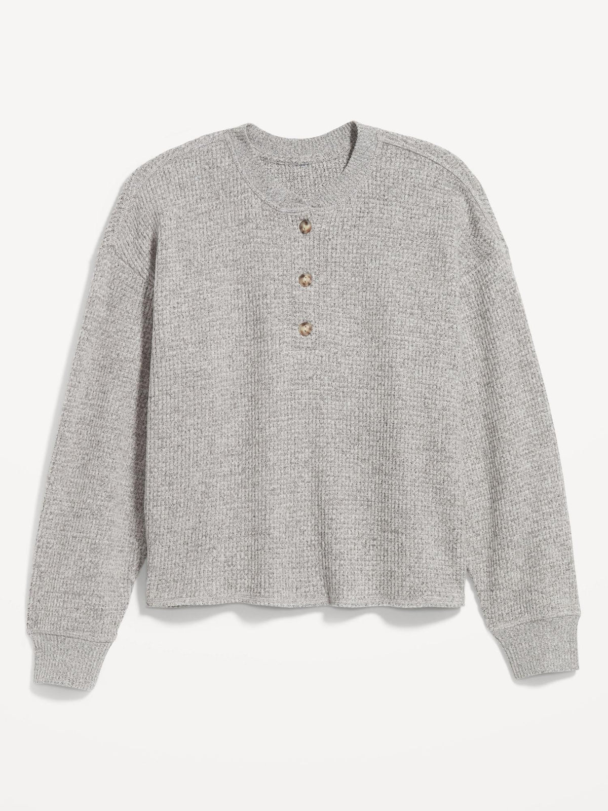 Oversized Cozy Waffle Henley Top