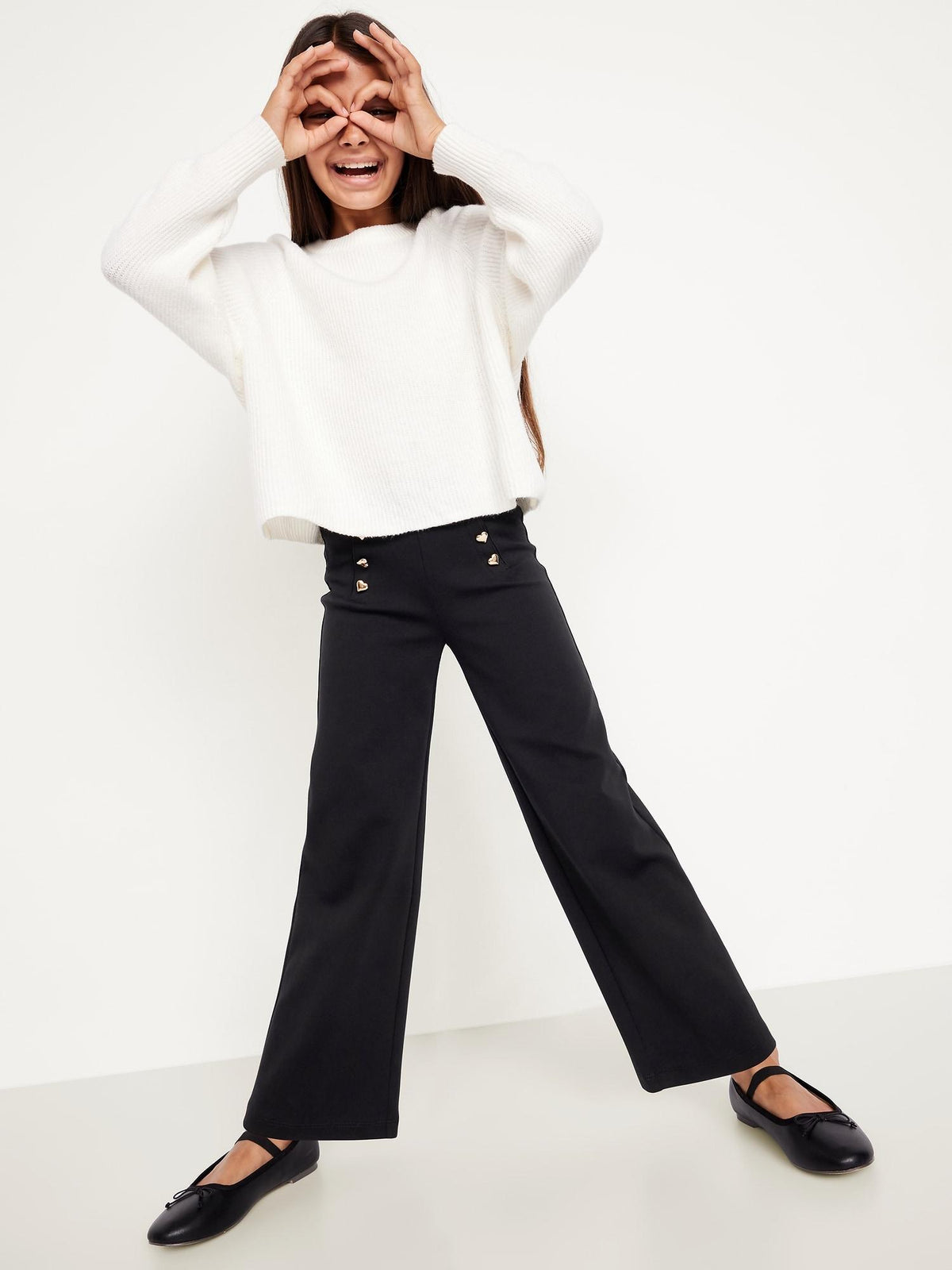 High-Waisted Straight-Leg Sailor Pants for Girls