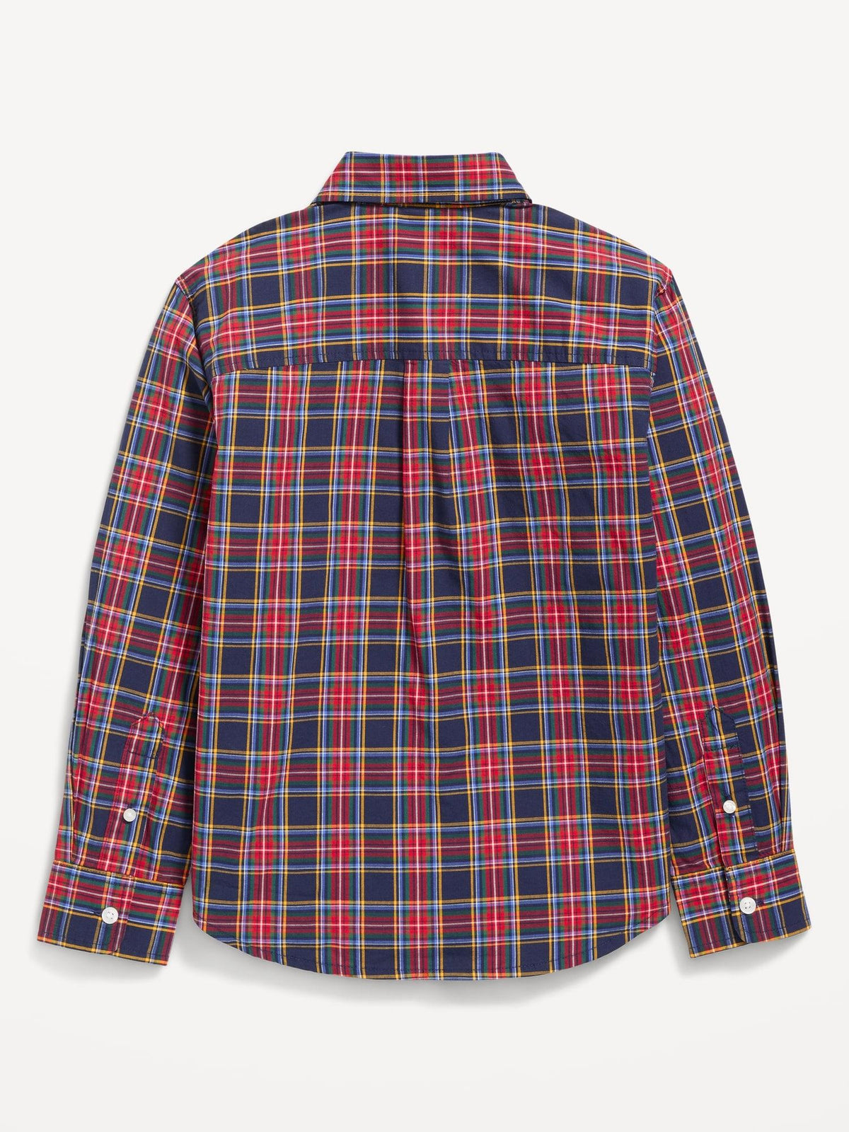 Long-Sleeve Plaid Poplin Pocket Shirt for Boys