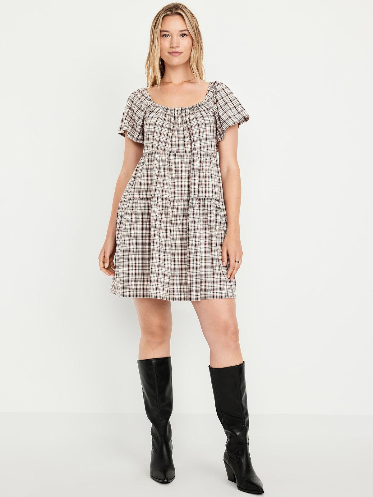 Tiered Mini Swing Dress