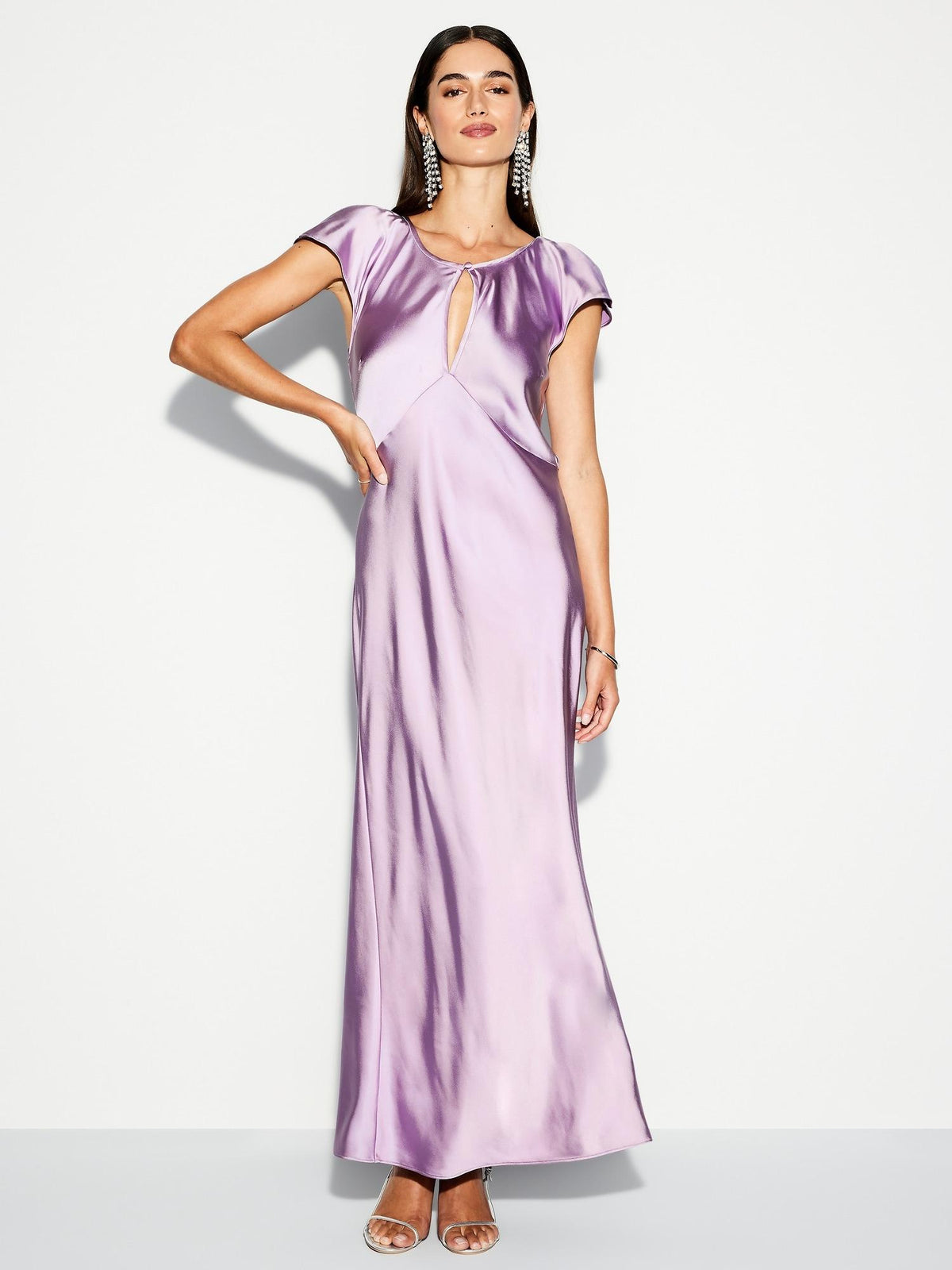 The Occasion by Old Navy Flutter-Sleeve Keyhole Satin Maxi Dress