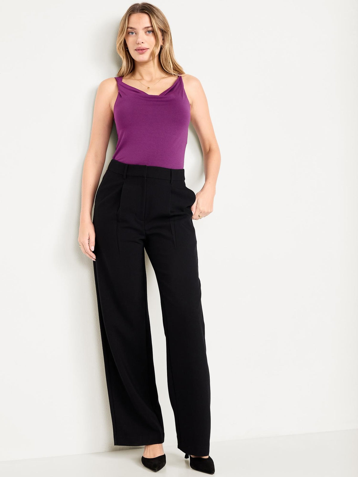 Cowl-Neck Twist-Strap Top