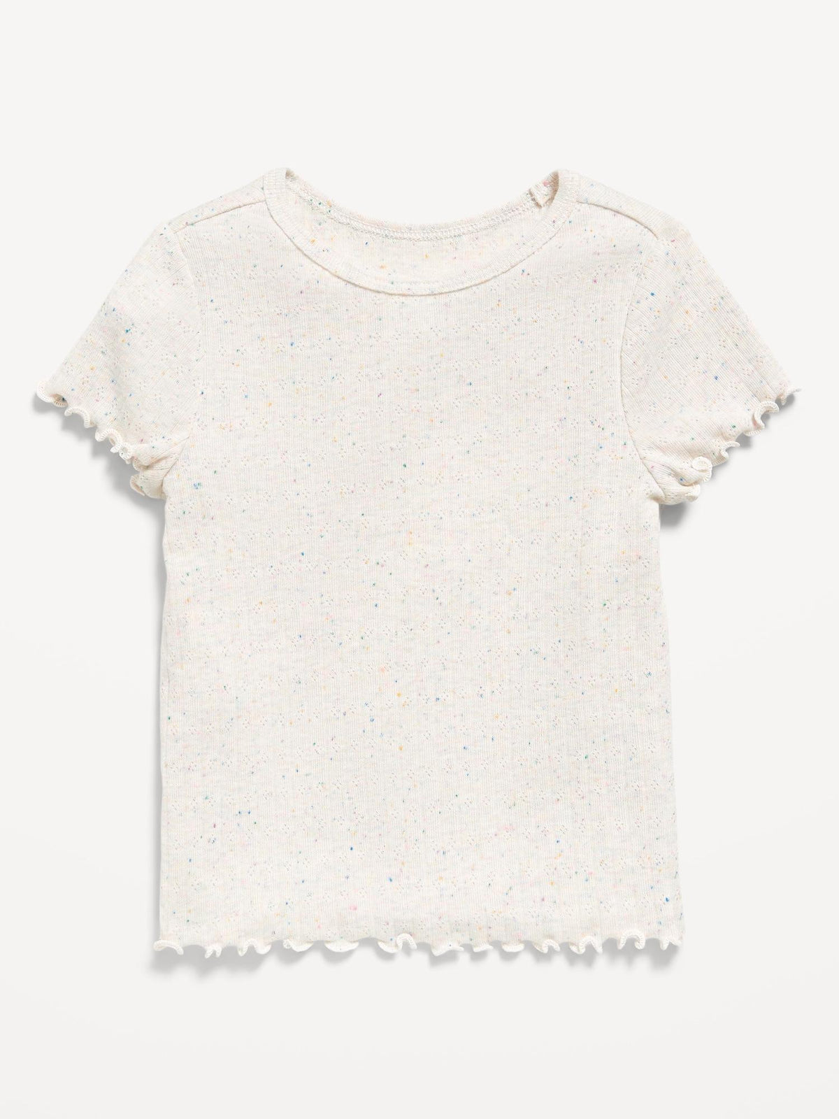 Short-Sleeve Lettuce-Edge Ribbed T-Shirt for Toddler Girls