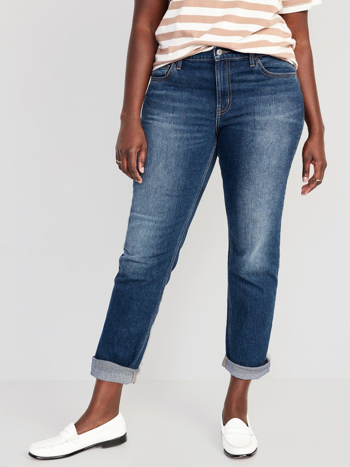 Mid-Rise Wow Boyfriend Straight Jeans for Women