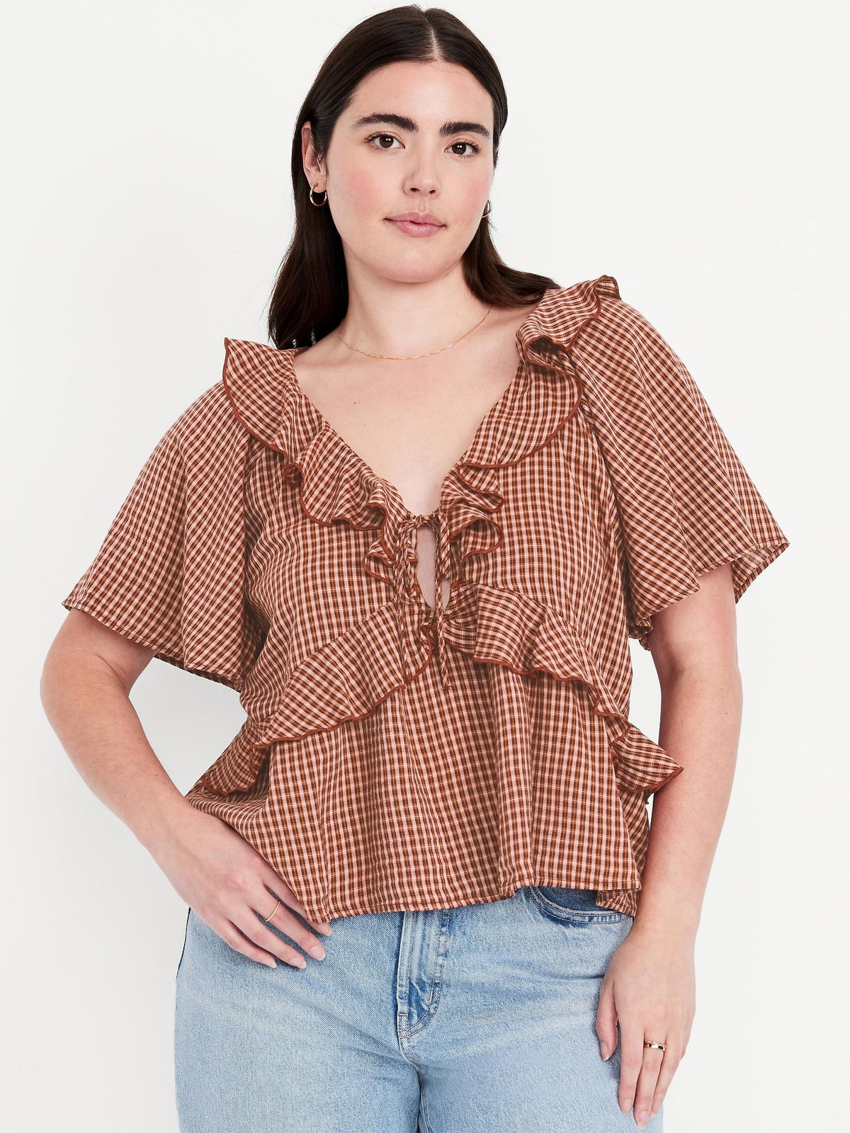 Ruffle V-Neck Top