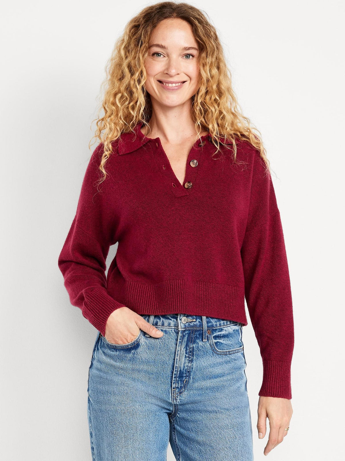 SoSoft Cropped Polo Sweater