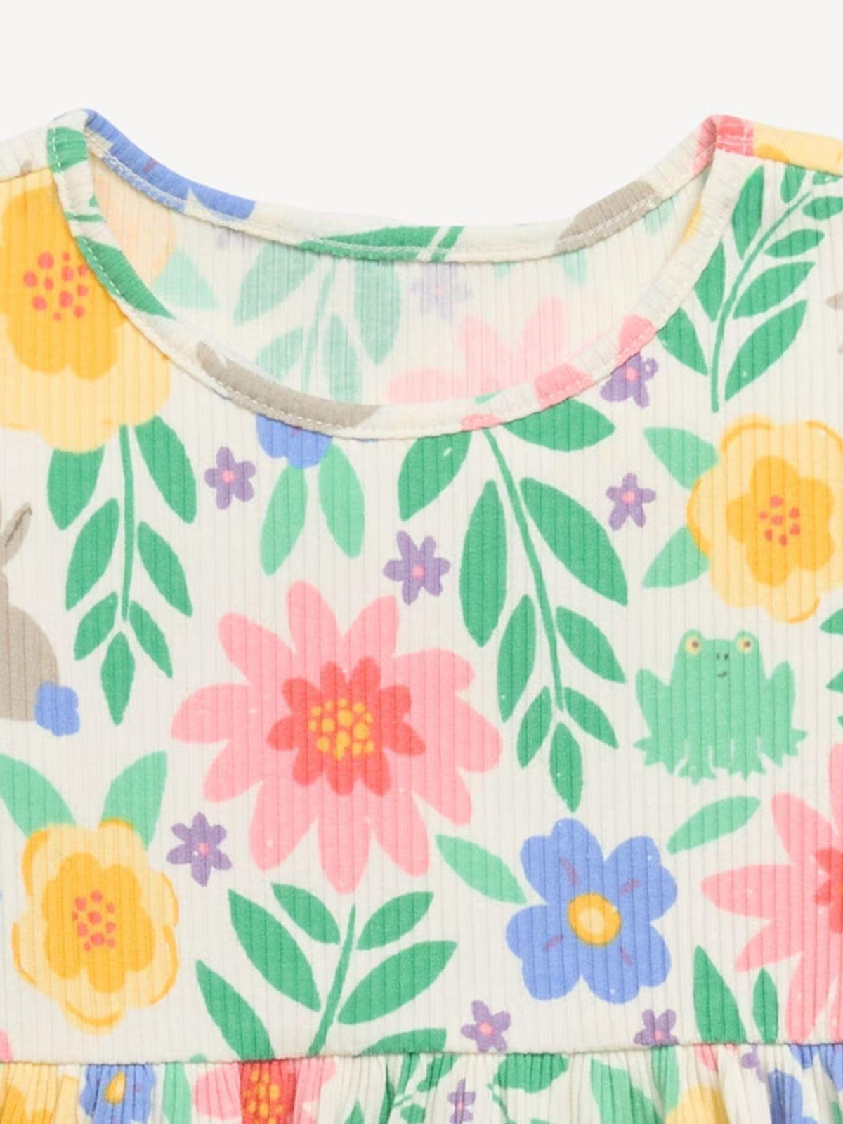 Short-Sleeve Ribbed Graphic Dress for Toddler Girls