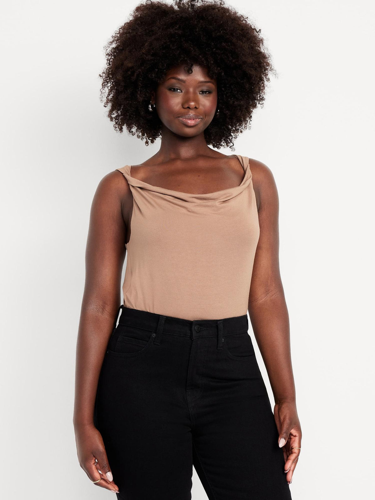 Cowl-Neck Twist-Strap Top