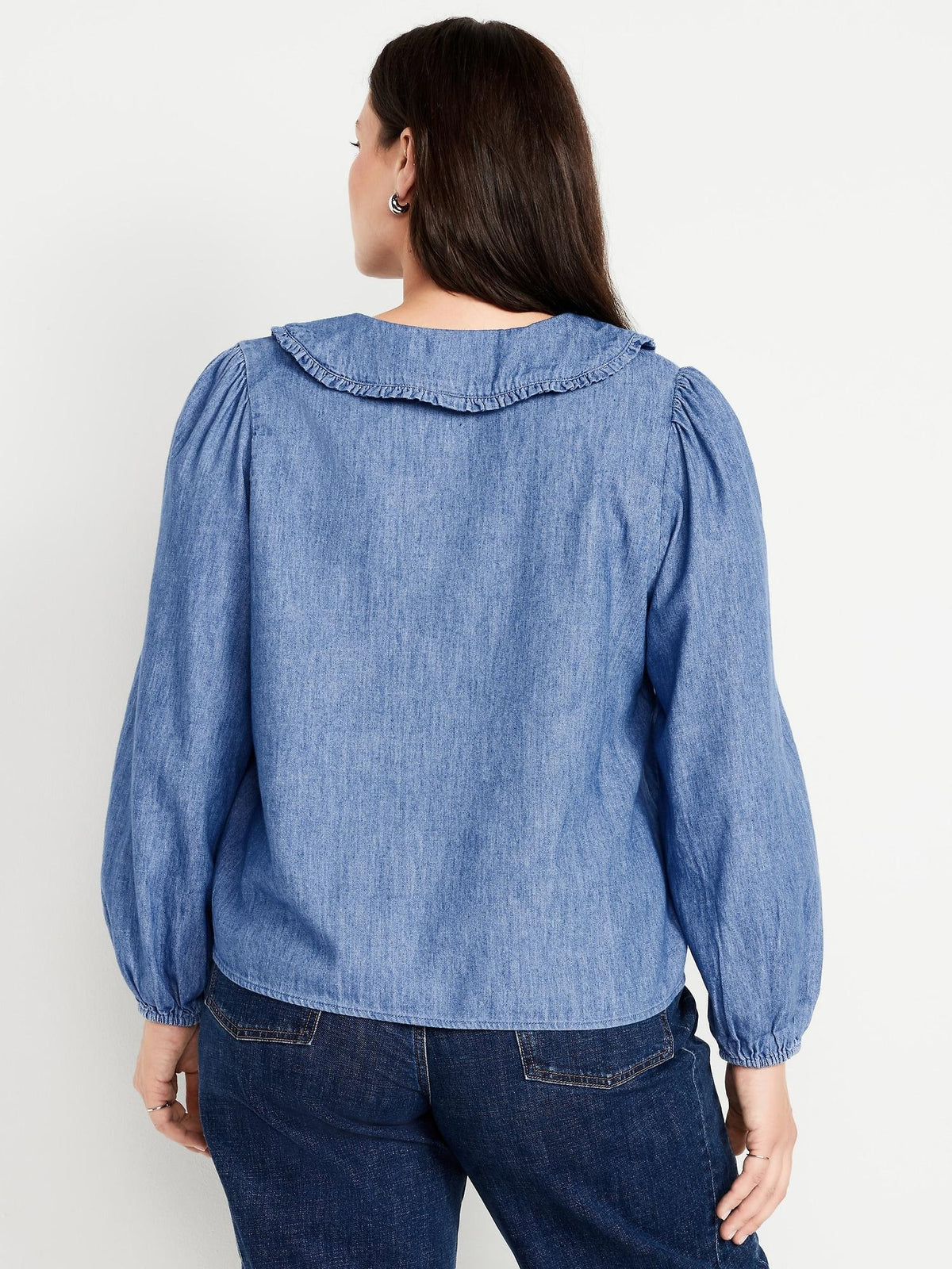 Ruffle-Collar Cutwork Top