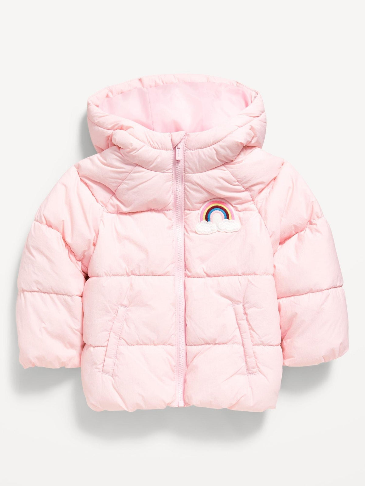 Water-Resistant Embroidered Puffer Jacket for Toddler Girls