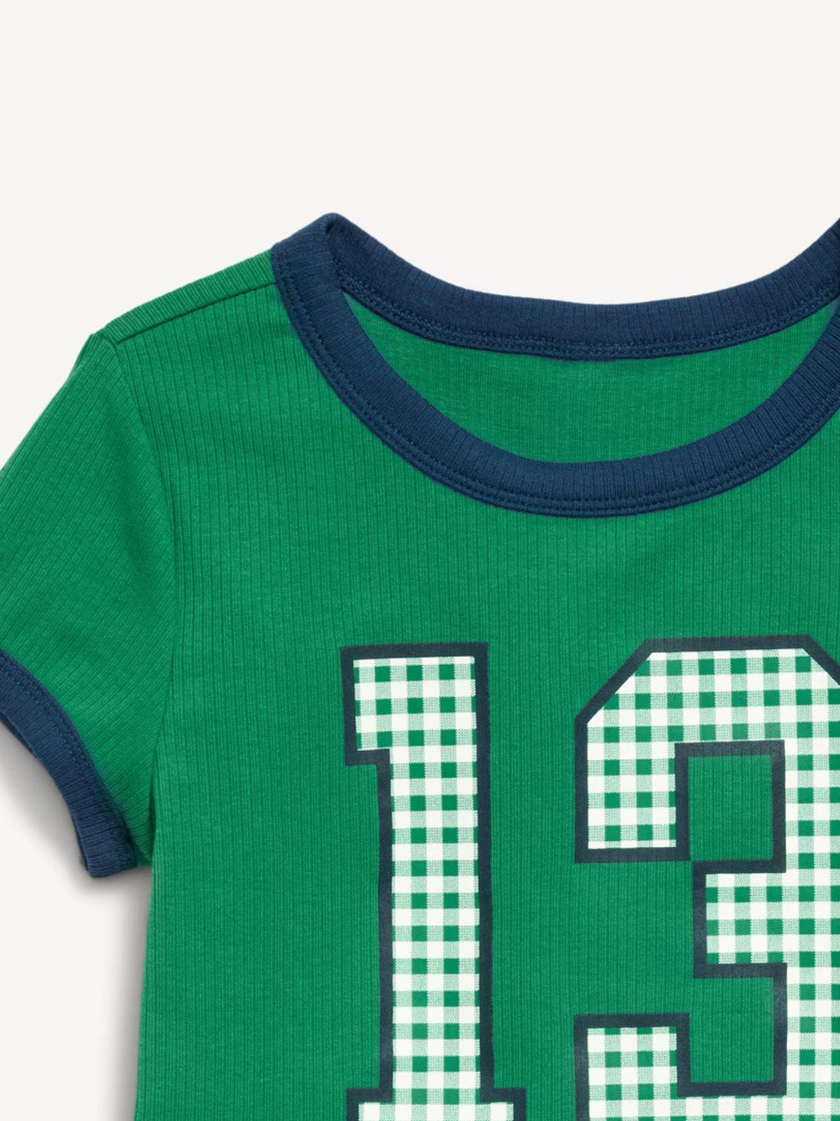 Fitted Short-Sleeve Ribbed Graphic Ringer T-Shirt for Girls