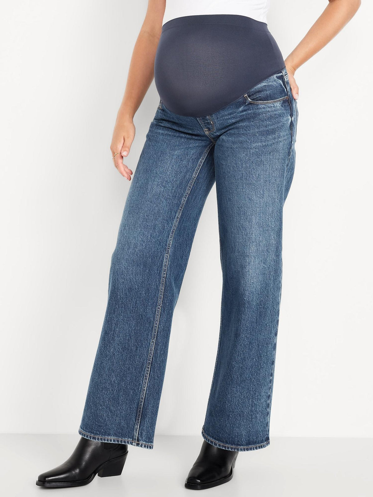 Maternity Extra High-Waisted Full-Panel Wide-Leg Jeans