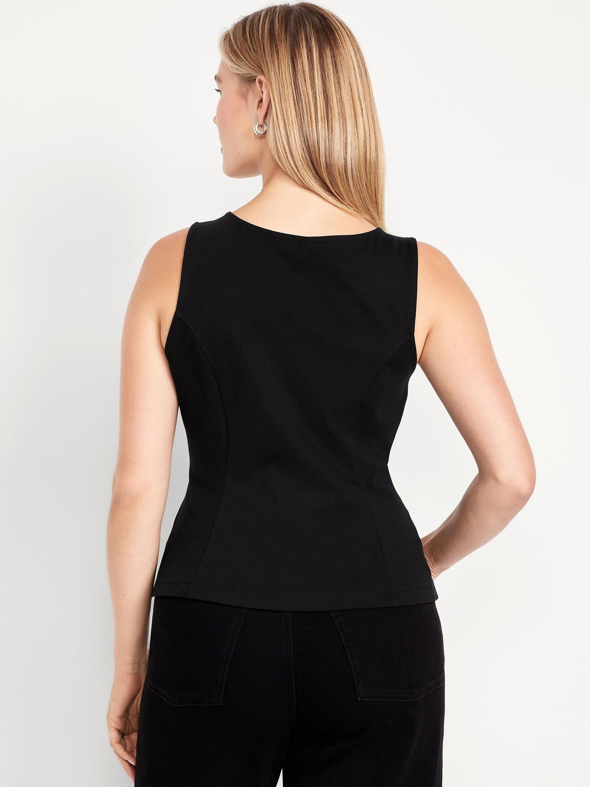 Ponte-Knit Sleeveless Peplum Top