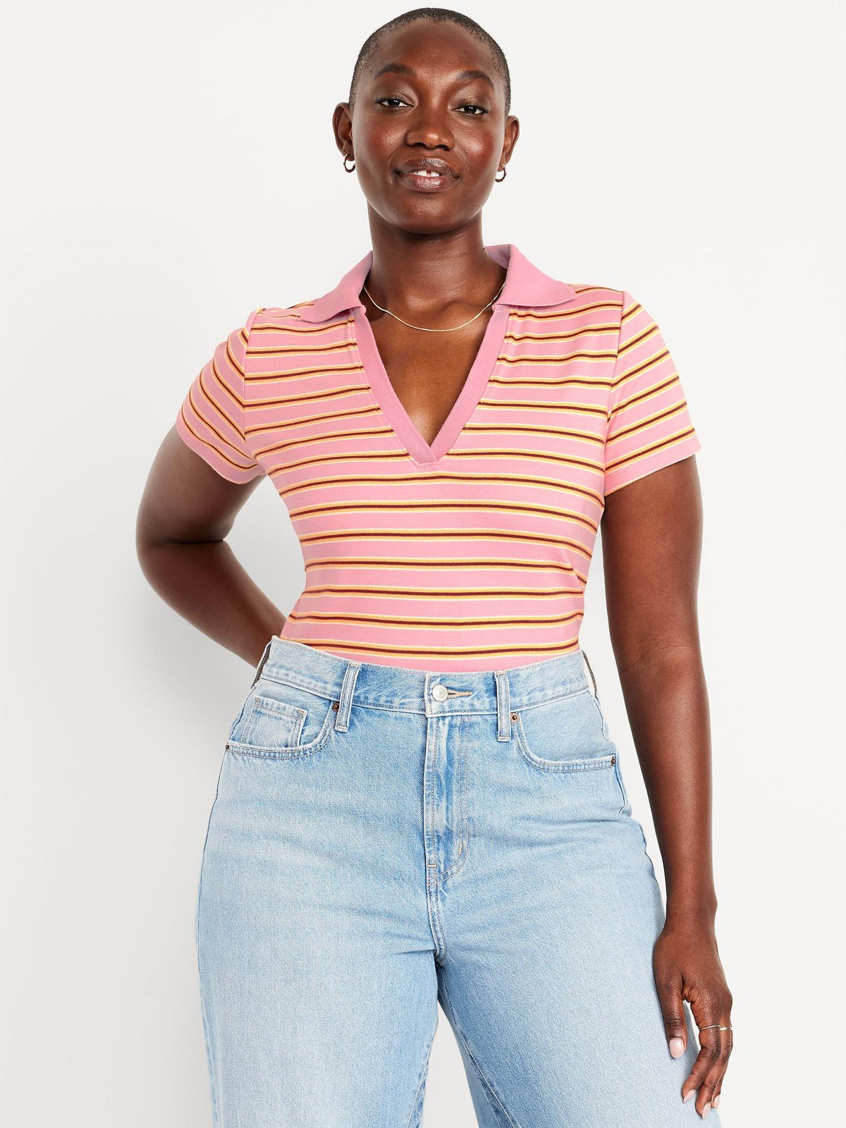Short-Sleeve Cropped Polo