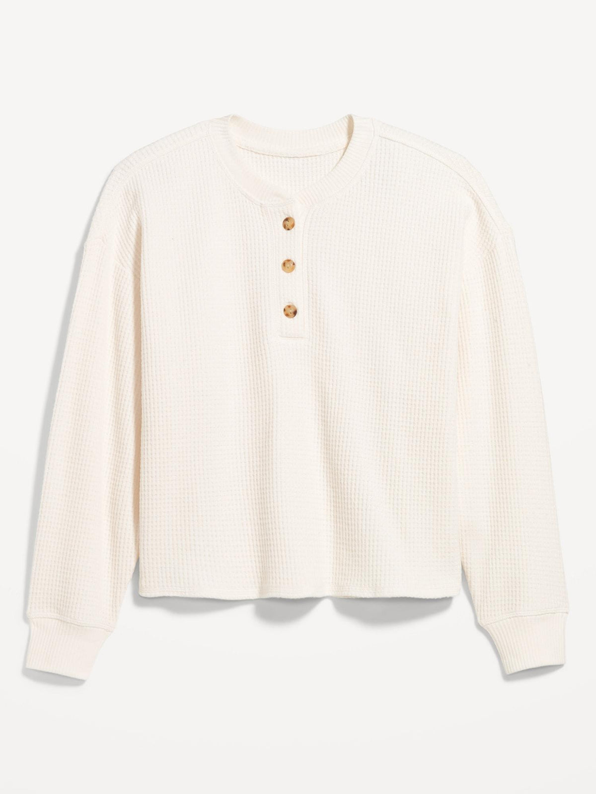 Oversized Cozy Waffle Henley Top