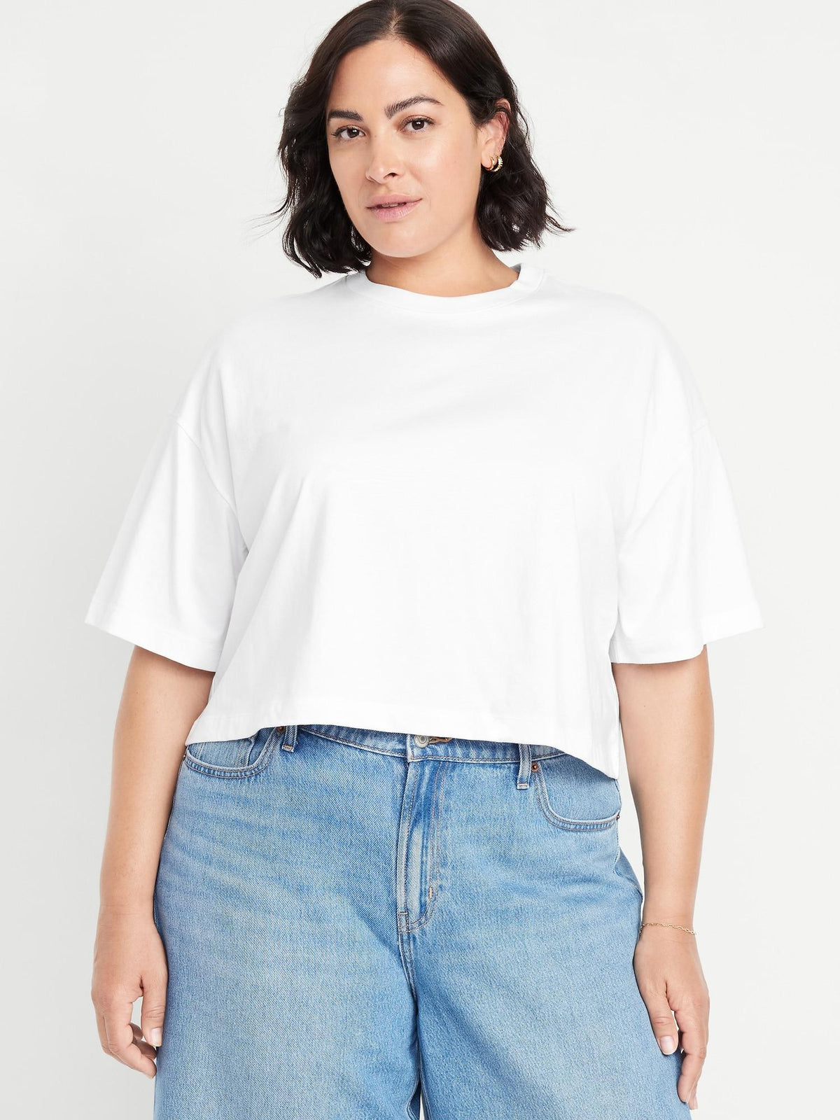 Vintage Crew-Neck Oversized Crop T-Shirt