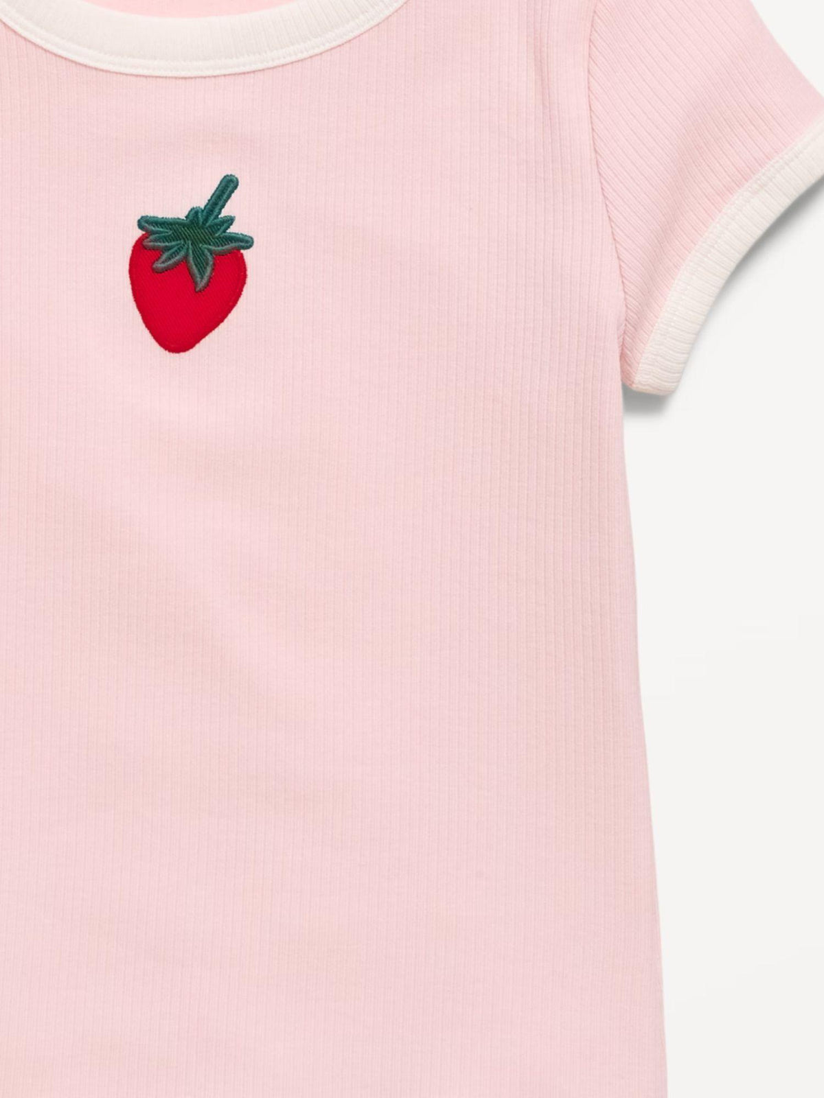 Fitted Short-Sleeve Ribbed Graphic Ringer T-Shirt for Girls