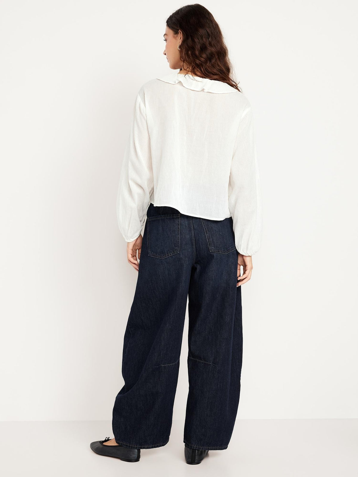 High-Waisted Pull-On Barrel Jeans