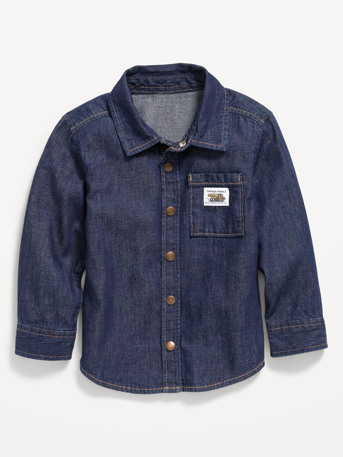 Long-Sleeve Pocket Jean Shirt for Toddler Boys