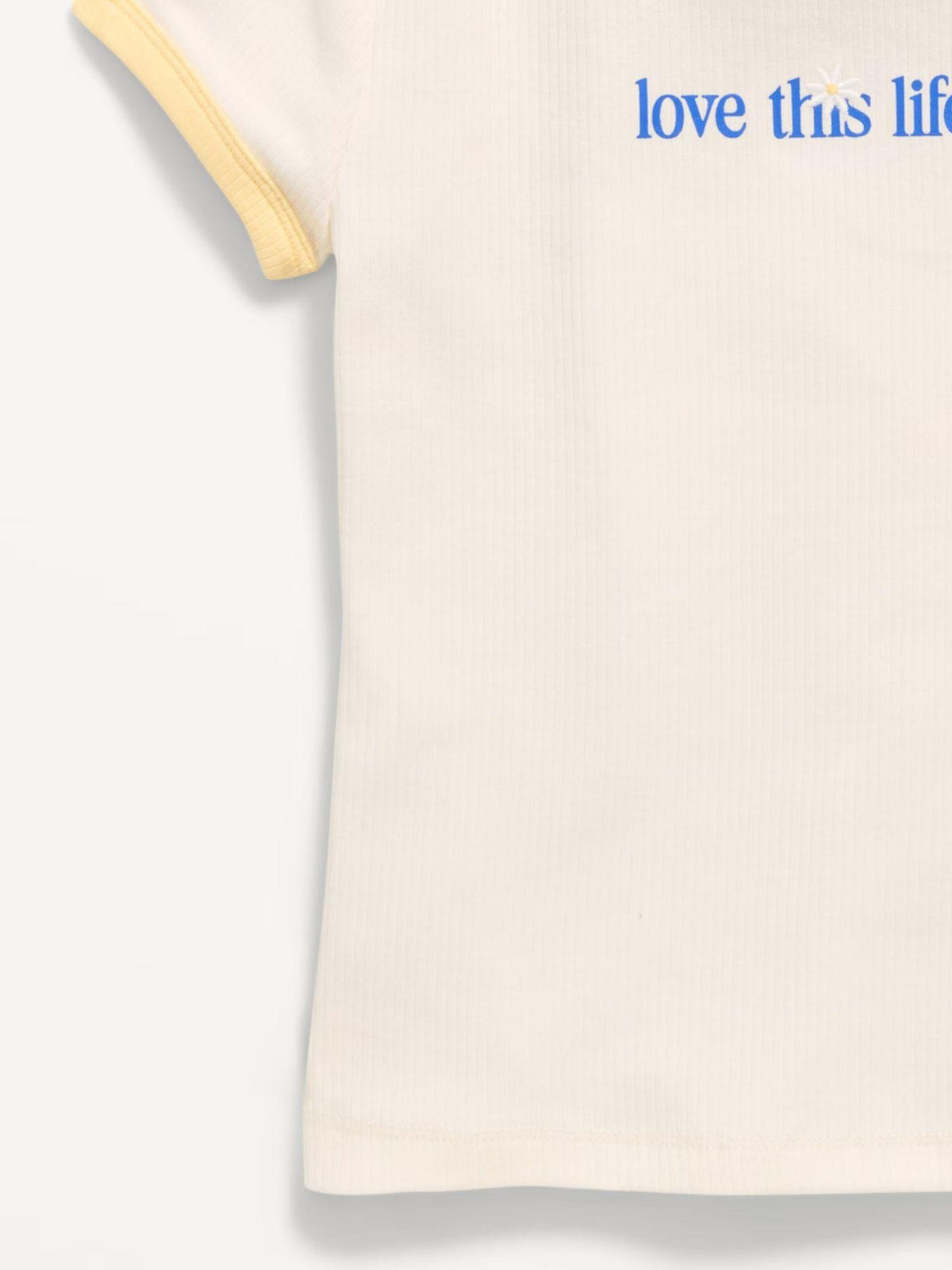 Fitted Short-Sleeve Ribbed Graphic Ringer T-Shirt for Girls