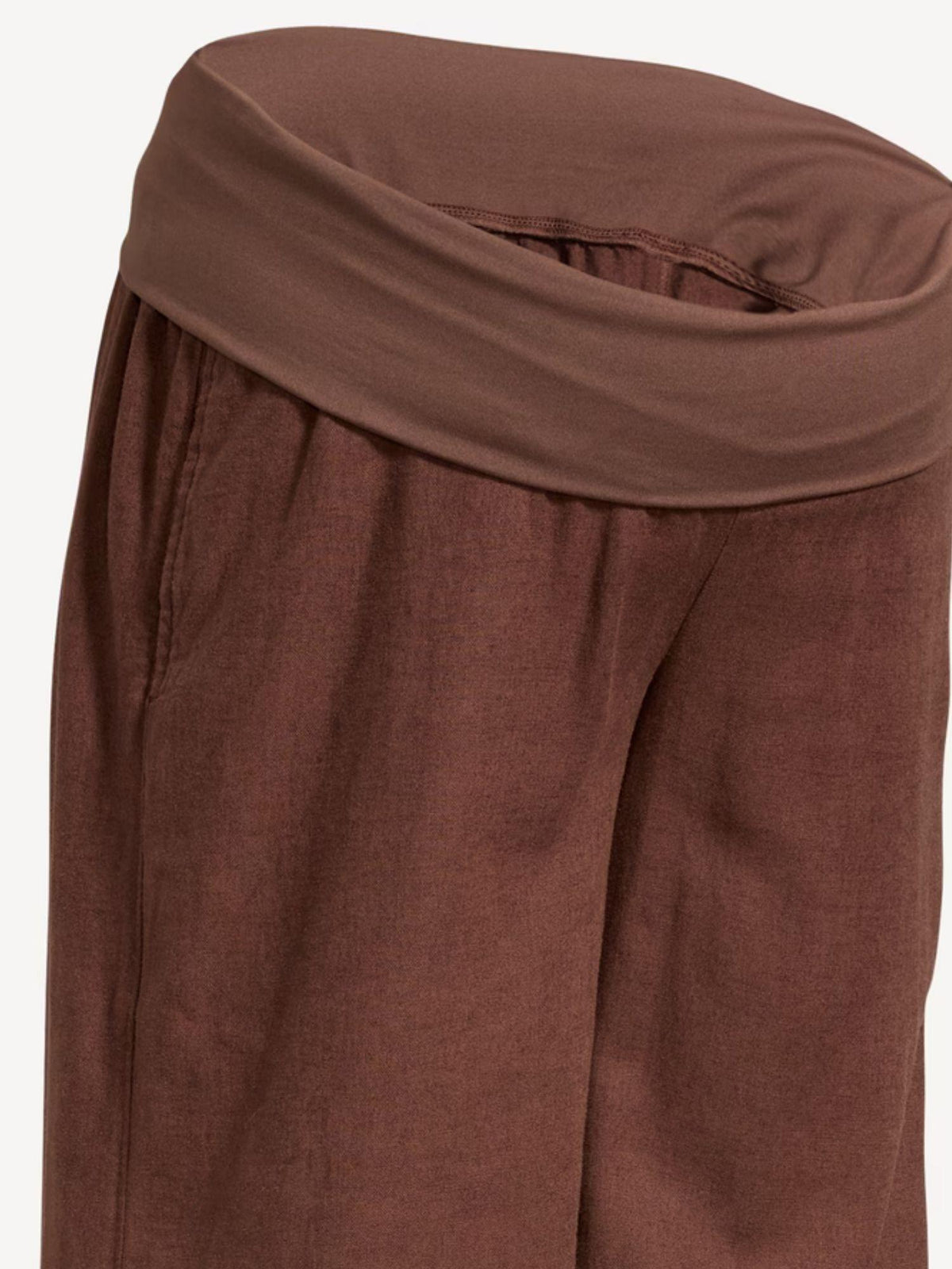 Maternity Rollover Waist Linen-Blend Super Wide-Leg Pants