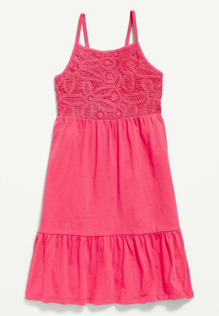 Fit & Flare Floral-Knit Bodice Cami Dress for Girls