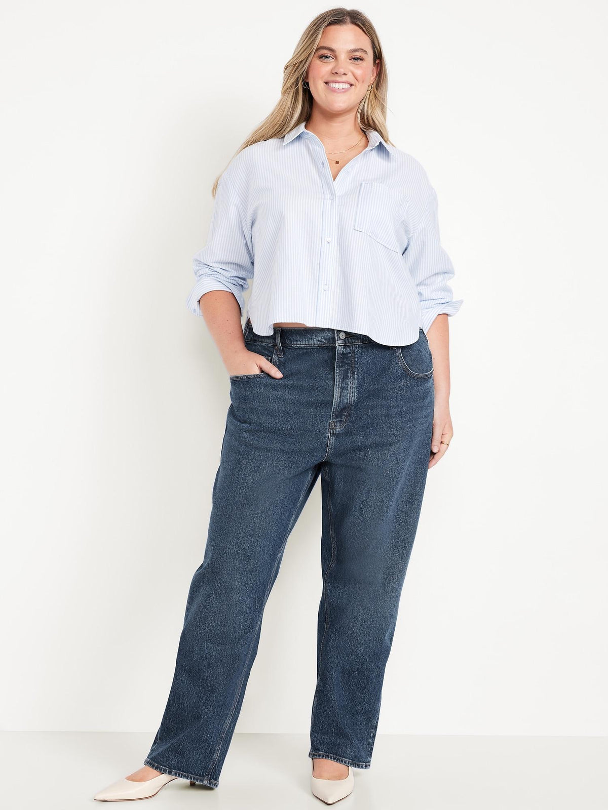 Mid-Rise Slouchy Straight Jeans