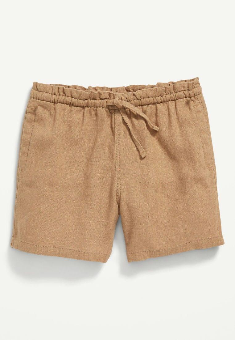Functional Drawstring Linen-Blend Pull-On Shorts for Toddler Girls