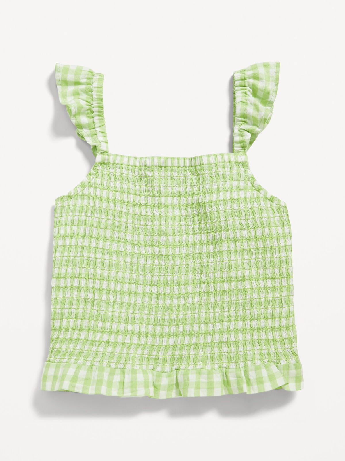 Printed Flutter-Sleeve Smocked Top For Girls