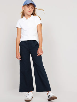 High-Waisted Wide-Leg Chino Utility Pants for Girls