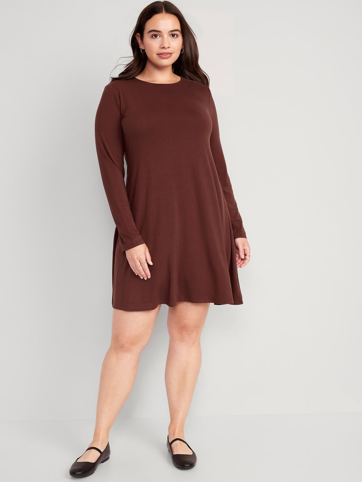 long sleeve jersey knit swing dress old navy Long-Sleeve Jersey-Knit Swing Dress for Women