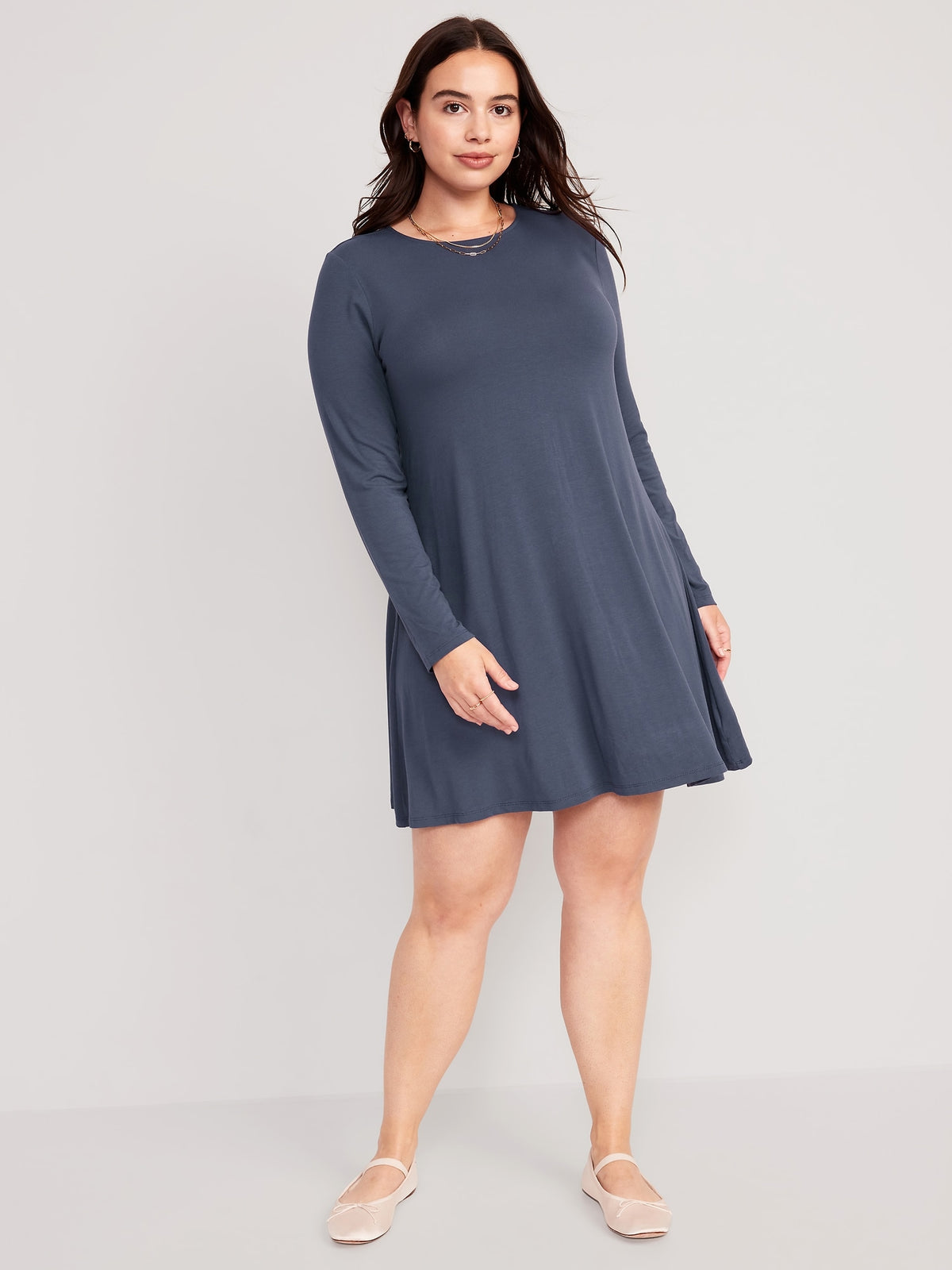 Jersey knit 2024 swing dress