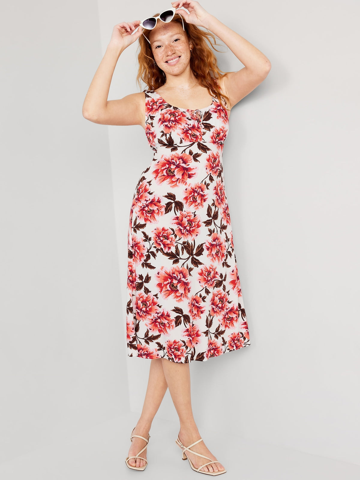 Waist-Defined Sleeveless Printed Crepe Midi Dress for Women - Old Navy Philippines Waist-Defined Sleeveless Printed Crepe Midi Dress for Women - Old Navy Philippines