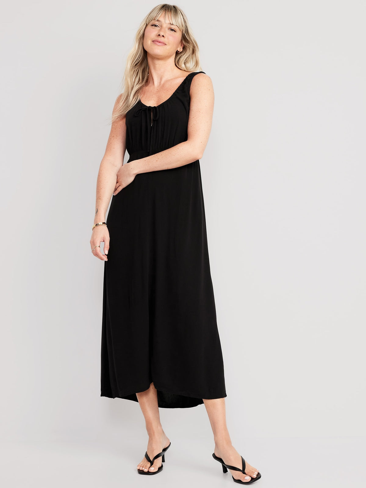 Crêpe slip dress - Black - Ladies