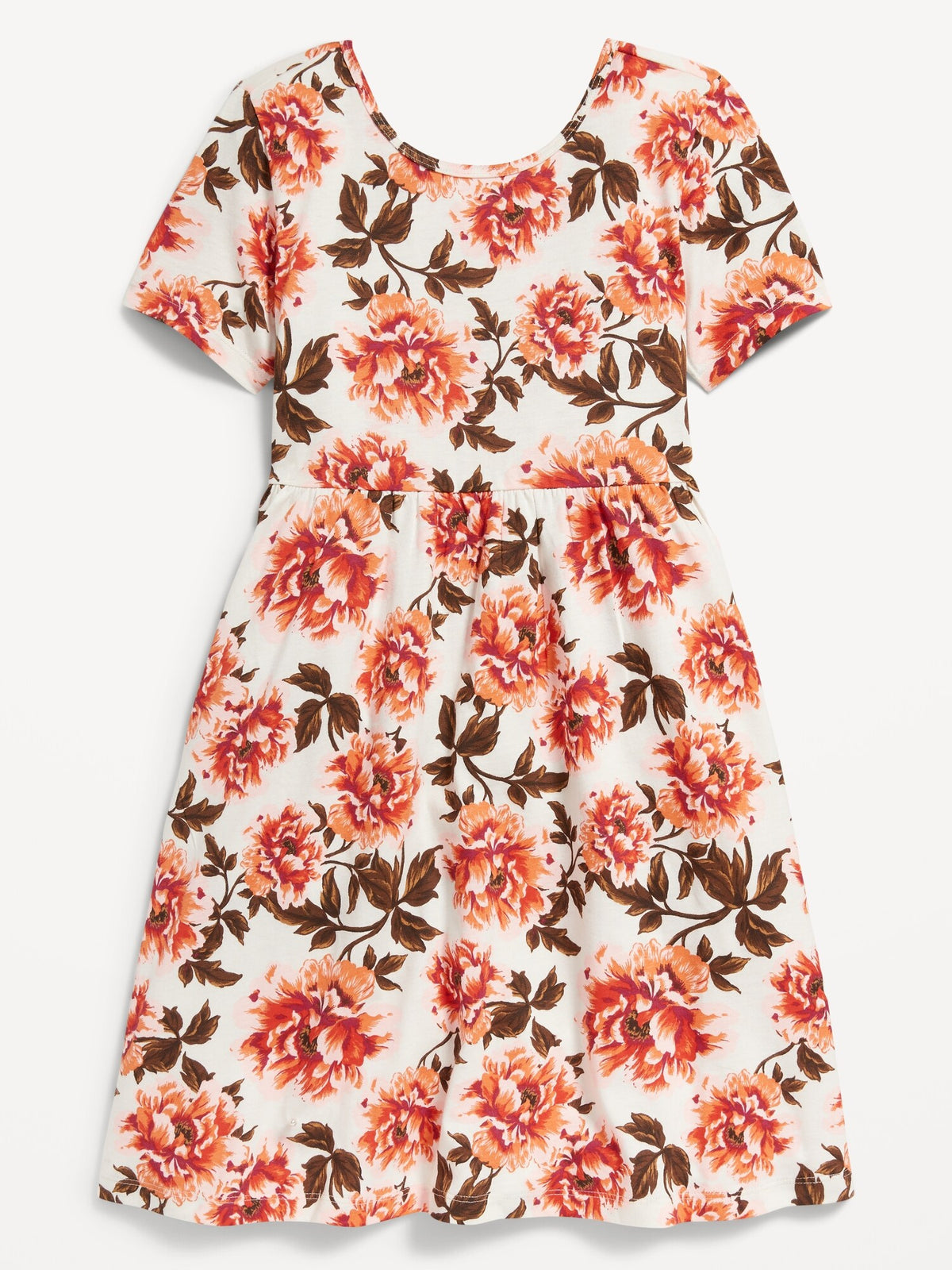Matching Short-Sleeve Printed Jersey Dress For Girls