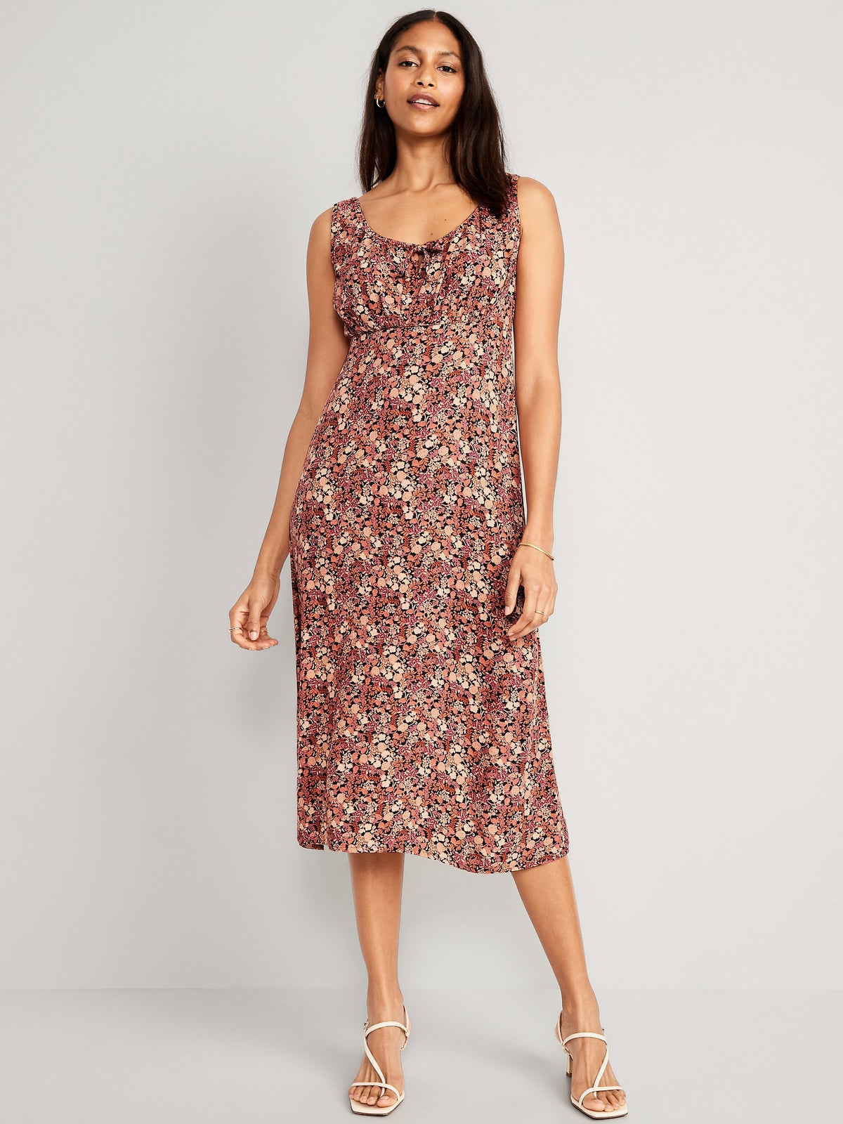Waist-Defined Sleeveless Printed Crepe Midi Dress for Women - Old Navy Philippines Waist-Defined Sleeveless Printed Crepe Midi Dress for Women - Old Navy Philippines