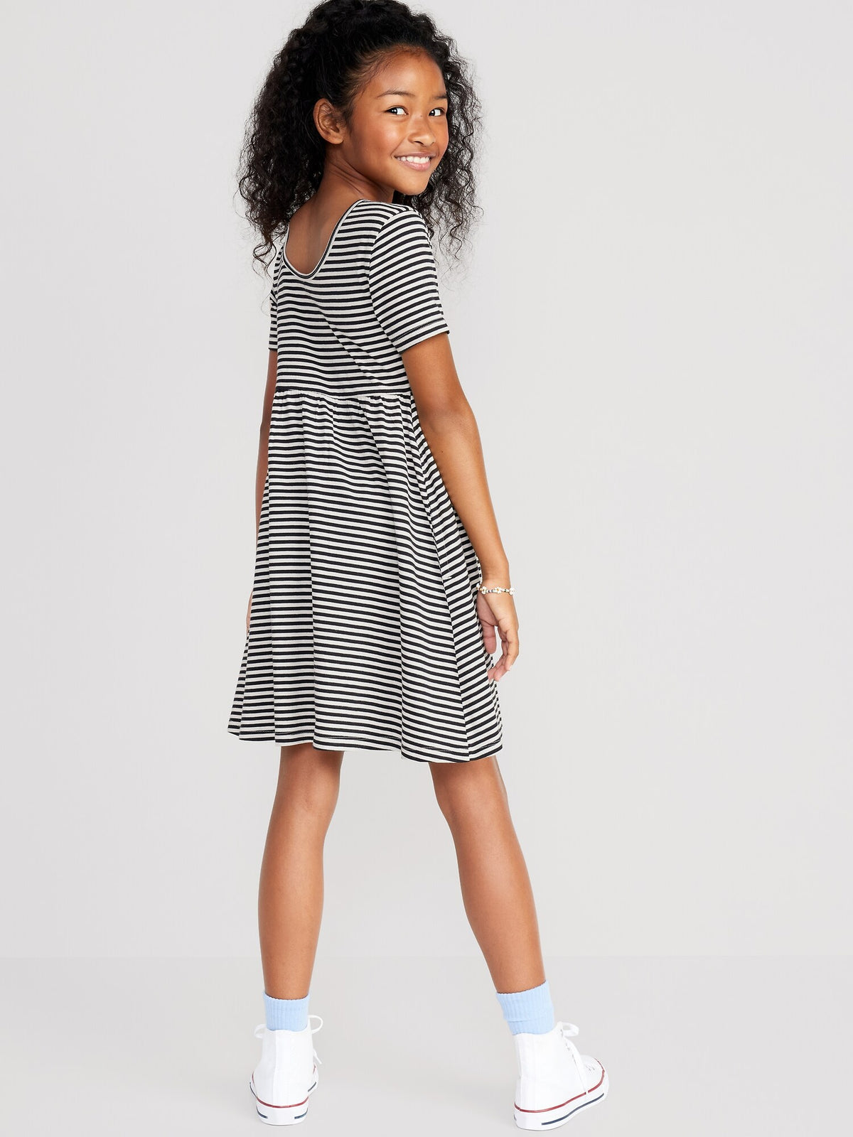Jersey-Knit Short-Sleeve Printed Dress For Girls