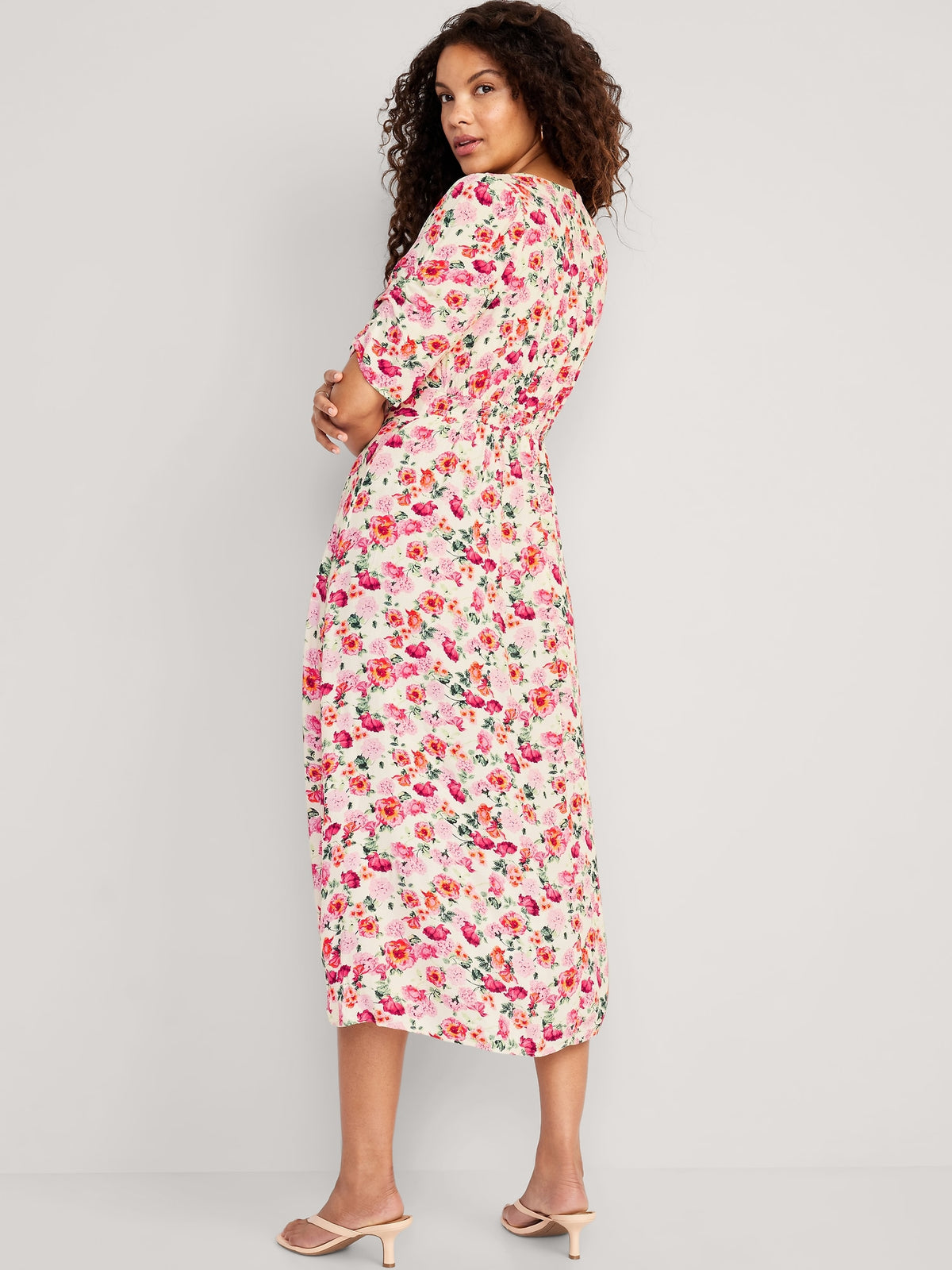 Puff-Sleeve V-Neck Crepe Midi Dress for Women - Old Navy Philippines Puff-Sleeve V-Neck Crepe Midi Dress for Women - Old Navy Philippines