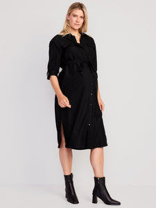 Maternity Long-Sleeve Midi Utility Dress