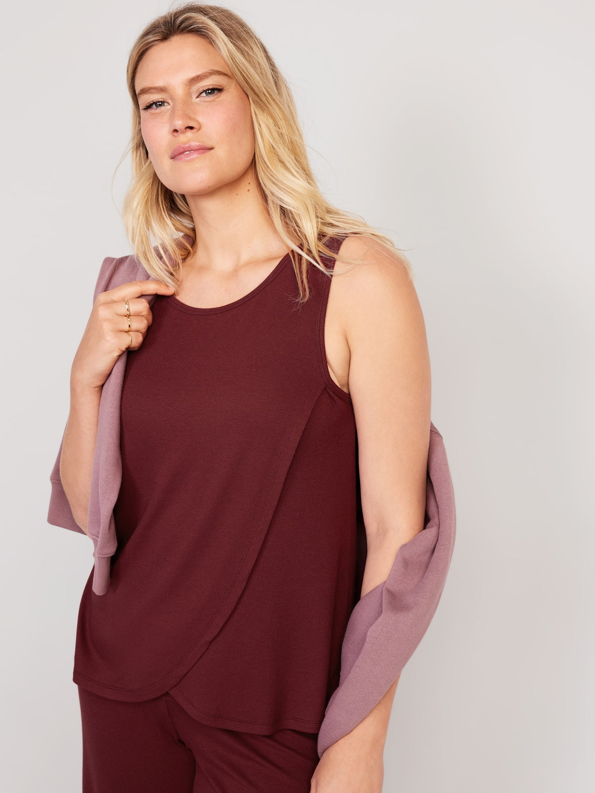 Maternity Rib Knit Nursing Tank Top