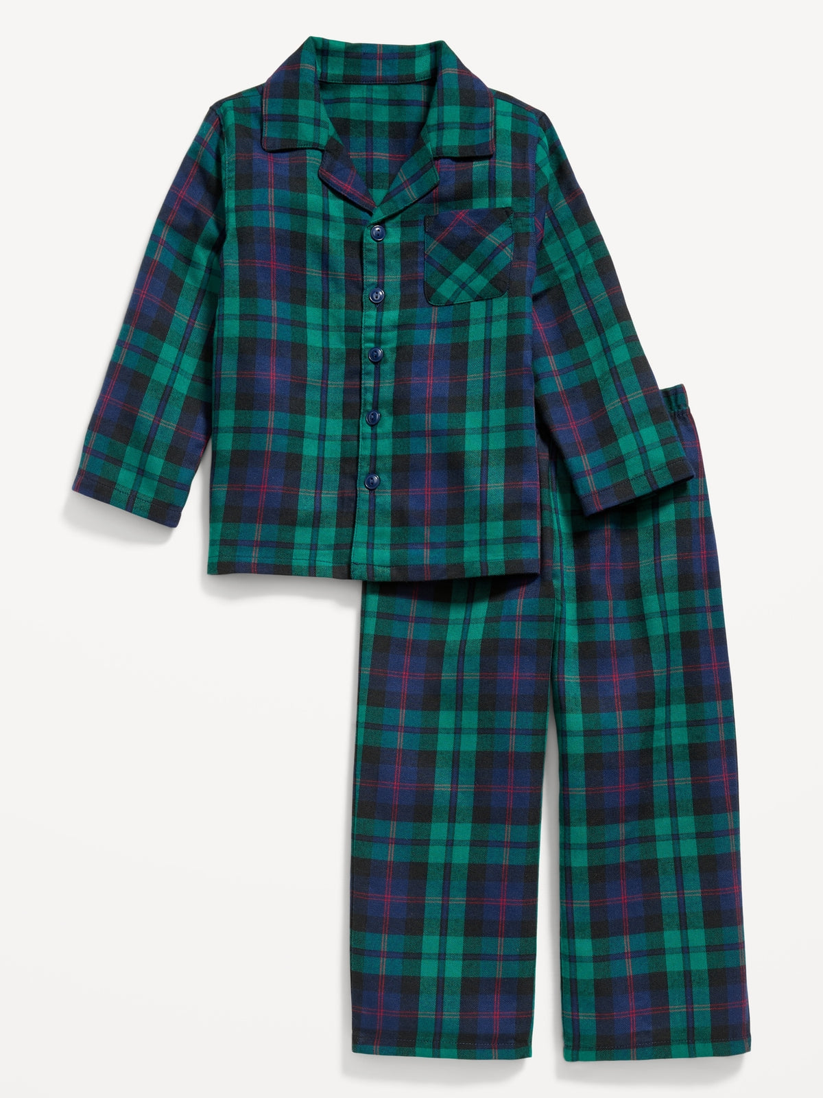 Green Plaid Childrens Flannelette Pyjamas Green Checkered Pajamas