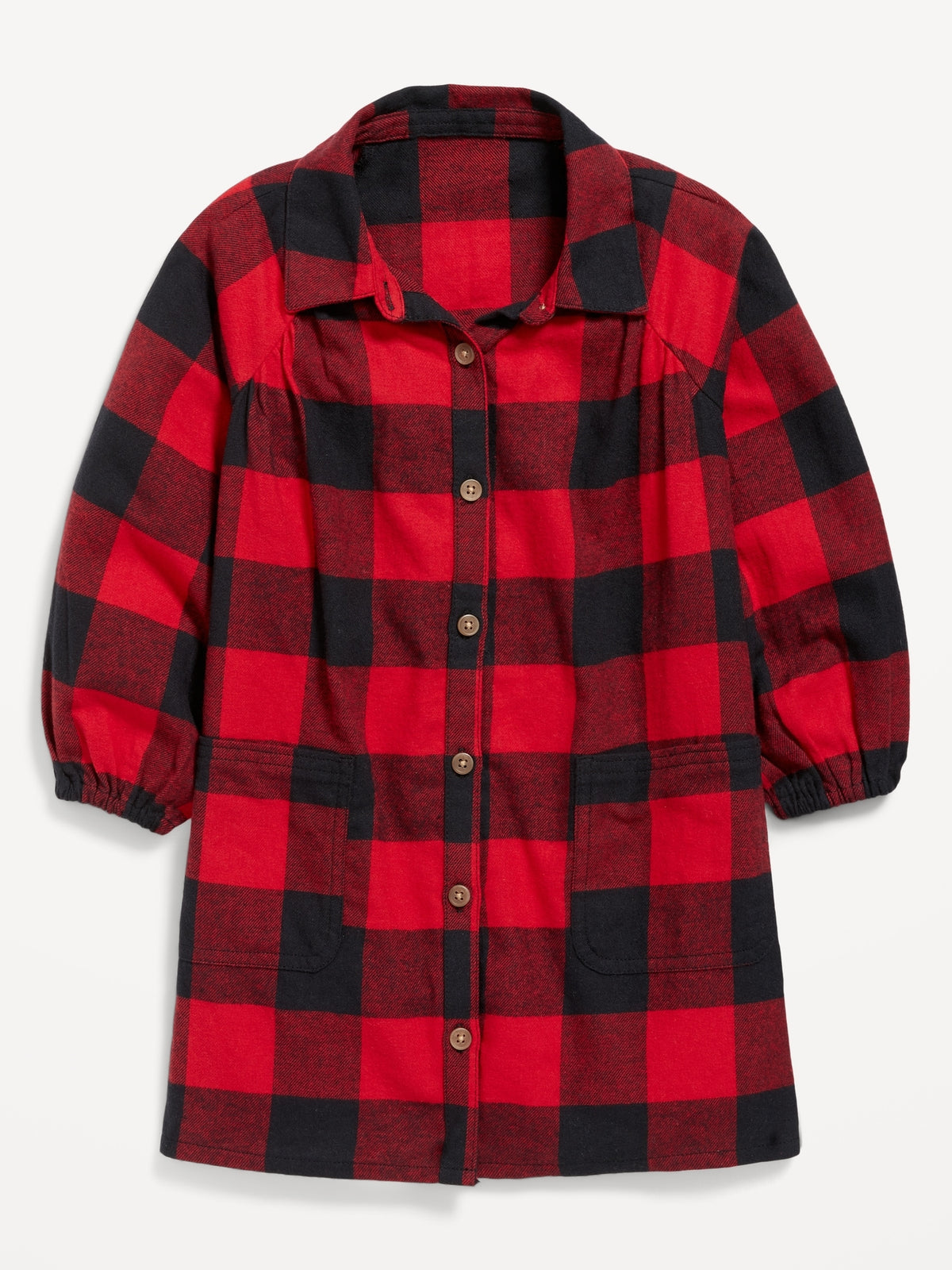 Plaid Utility-Pocket Shirt Dress For Toddler Girls